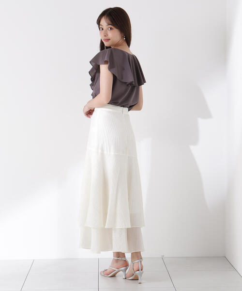 PROPORTION BODY DRESSING（プロポーションボディドレッシング）の「シアードビーティアードスカート / 1215220701（スカート・レディース・ホワイト/ブラウン/レッド・SMALL/MEDIUM）」の7枚目の写真