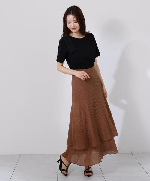 PROPORTION BODY DRESSING（プロポーションボディドレッシング）の「シアードビーティアードスカート / 1215220701（スカート・レディース・ホワイト/ブラウン/レッド・SMALL/MEDIUM）」の17枚目の写真