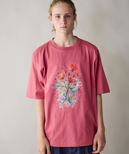 rehacer(レアセル)の「rehacer : Burst Flower Relax Fit T-shirt / バースト フラワー リラックス フィットTシャツ(Tシャツ/カットソー・メンズ・スミクロ/ベージュ/ピンク・SMALL/MEDIUM/LARGE/X-LARGE)」の12枚目の写真