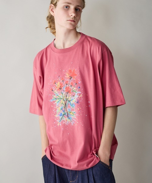 rehacer(レアセル)の「rehacer : Burst Flower Relax Fit T-shirt / バースト フラワー リラックス フィットTシャツ(Tシャツ/カットソー・メンズ・スミクロ/ベージュ/ピンク・SMALL/MEDIUM/LARGE/X-LARGE)」の11枚目の写真