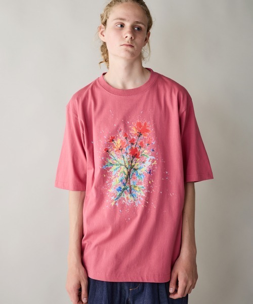 rehacer(レアセル)の「rehacer : Burst Flower Relax Fit T-shirt / バースト フラワー リラックス フィットTシャツ(Tシャツ/カットソー・メンズ・スミクロ/ベージュ/ピンク・SMALL/MEDIUM/LARGE/X-LARGE)」の10枚目の写真
