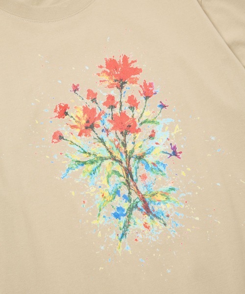 rehacer(レアセル)の「rehacer : Burst Flower Relax Fit T-shirt / バースト フラワー リラックス フィットTシャツ(Tシャツ/カットソー・メンズ・スミクロ/ベージュ/ピンク・SMALL/MEDIUM/LARGE/X-LARGE)」の5枚目の写真