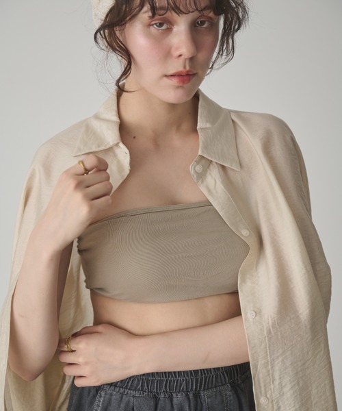 [FABIANAFILIPPI] ダブルリネンチューブフラップ セール】カップインチューブトップ（チューブトップ）｜full