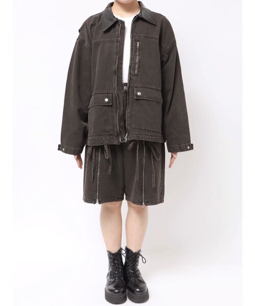 jouetie(ジュエティ)の「ルーズワークジャケット【セットアップ対応】(デニムジャケット・レディース・ブラック/ブルー/ベージュ・MEDIUM)」の4枚目の写真