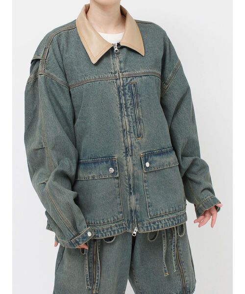 jouetie(ジュエティ)の「ルーズワークジャケット【セットアップ対応】(デニムジャケット・レディース・ブラック/ブルー/ベージュ・MEDIUM)」の8枚目の写真