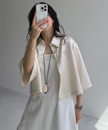 glossy cropped satin shirt / グロッシークロップドサテンシャツ
