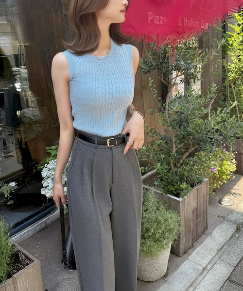 CHARME BY MICOLA（シャルムバイミコラ）の「今っぽ！遊び心のあるデザイン♪フェイクセーラーカーデ付ノースリサマーニットトップス（ニット/セーター・レディース・ライトブルー/イエロー/ホワイト・FREE）」の19枚目の写真