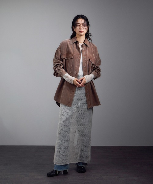 SALON adam et rope'(サロン アダム エ ロペ)の「レースシアーワンピース(ワンピース・レディース・ブラック/グレー・FREE)」の9枚目の写真