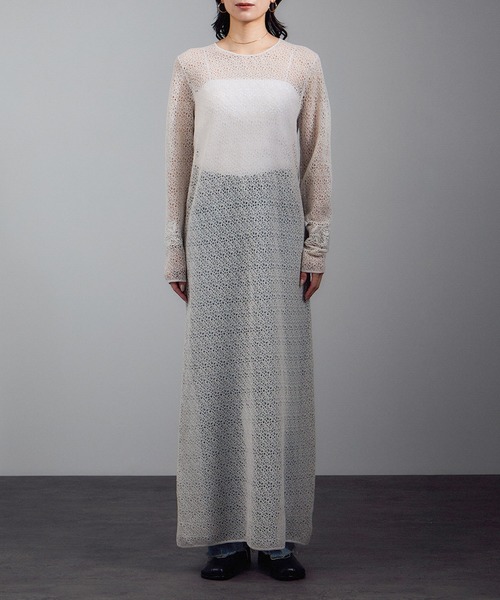 SALON adam et rope'(サロン アダム エ ロペ)の「レースシアーワンピース(ワンピース・レディース・ブラック/グレー・FREE)」の14枚目の写真