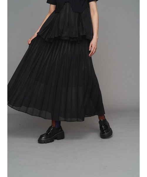 UN3D.（アンスリード）の「SHEER ORIGAMI PLEATS SK【セットアップ着用可能】 / シアーオリガミプリーツスカート（スカート・レディース・グレー/ブラック・38/36）」の5枚目の写真