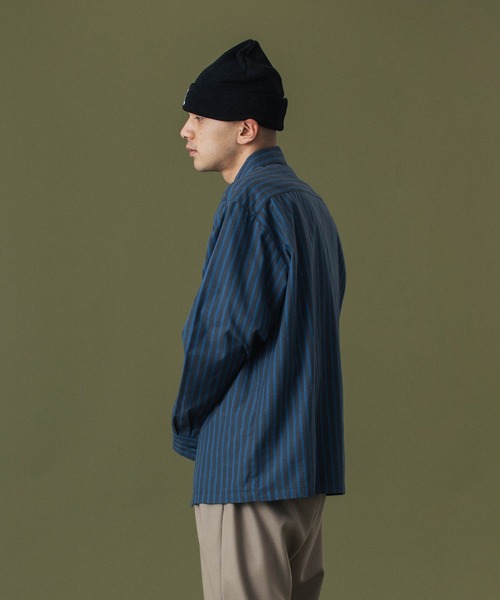 XLARGE（エクストララージ）の「STRIPE WORK SHIRT（シャツ/ブラウス・メンズ・ブルー/オリーブ・S/M/L/XL）」の3枚目の写真