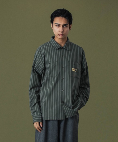 XLARGE（エクストララージ）の「STRIPE WORK SHIRT（シャツ/ブラウス・メンズ・ブルー/オリーブ・S/M/L/XL）」の6枚目の写真