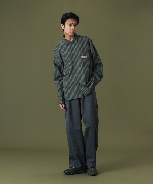 XLARGE（エクストララージ）の「STRIPE WORK SHIRT（シャツ/ブラウス・メンズ・ブルー/オリーブ・S/M/L/XL）」の7枚目の写真