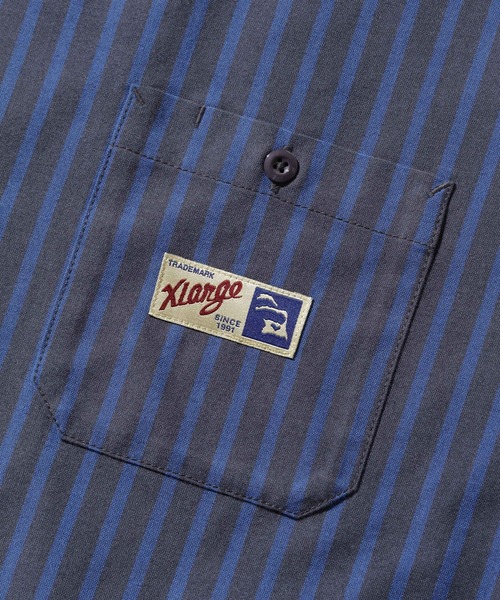 XLARGE（エクストララージ）の「STRIPE WORK SHIRT（シャツ/ブラウス・メンズ・ブルー/オリーブ・S/M/L/XL）」の9枚目の写真