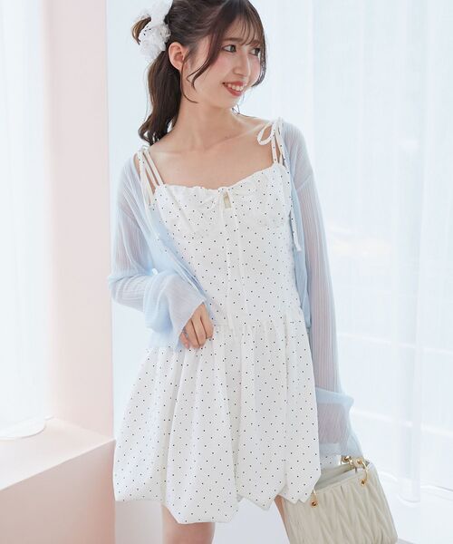 MAJESTIC LEGON（マジェスティックレゴン）の「レースチョーカーセットバルーンミニワンピ（ワンピース・レディース・ブラック/ホワイト系その他/オフホワイト・MEDIUM）」の3枚目の写真