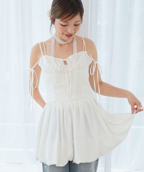 MAJESTIC LEGON（マジェスティックレゴン）の「レースチョーカーセットバルーンミニワンピ（ワンピース・レディース・ブラック/ホワイト系その他/オフホワイト・MEDIUM）」の8枚目の写真