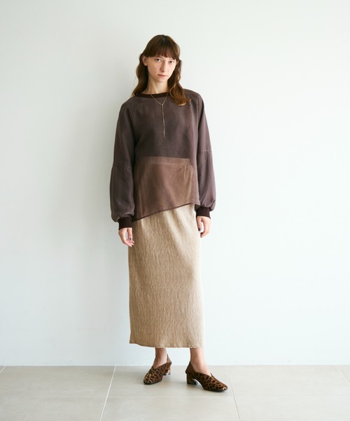 Shelly island（シェリーアイランド）の「オーガンジーレイヤードトレーナー（スウェット・レディース・ブラック/ブラウン/ホワイト/グレイッシュベージュ・FREE）」の6枚目の写真