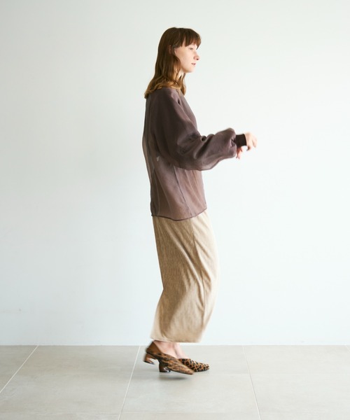 Shelly island（シェリーアイランド）の「オーガンジーレイヤードトレーナー（スウェット・レディース・ブラック/ブラウン/ホワイト/グレイッシュベージュ・FREE）」の7枚目の写真