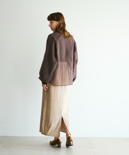 Shelly island（シェリーアイランド）の「オーガンジーレイヤードトレーナー（スウェット・レディース・ブラック/ブラウン/ホワイト/グレイッシュベージュ・FREE）」の8枚目の写真