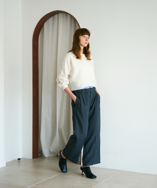 Shelly island（シェリーアイランド）の「オーガンジーレイヤードトレーナー（スウェット・レディース・ブラック/ブラウン/ホワイト/グレイッシュベージュ・FREE）」の12枚目の写真