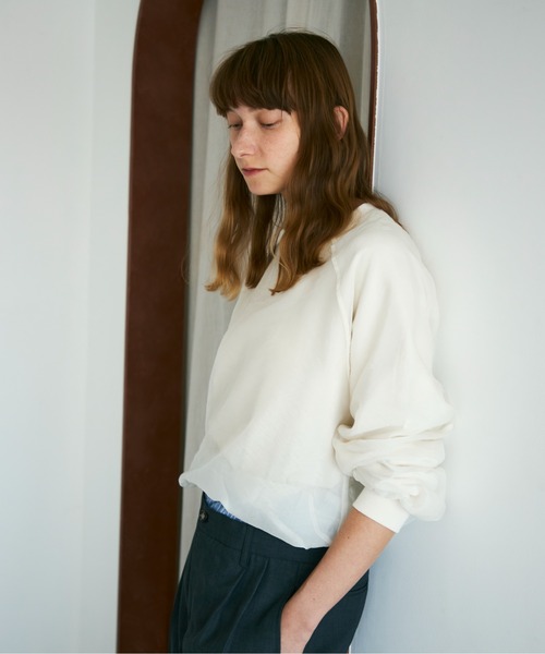 Shelly island（シェリーアイランド）の「オーガンジーレイヤードトレーナー（スウェット・レディース・ブラック/ブラウン/ホワイト/グレイッシュベージュ・FREE）」の15枚目の写真