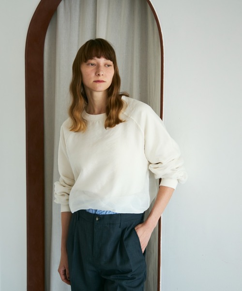 Shelly island（シェリーアイランド）の「オーガンジーレイヤードトレーナー（スウェット・レディース・ブラック/ブラウン/ホワイト/グレイッシュベージュ・FREE）」の16枚目の写真