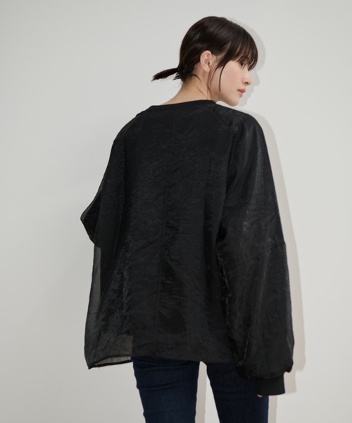 Shelly island（シェリーアイランド）の「オーガンジーレイヤードトレーナー（スウェット・レディース・ブラック/ブラウン/ホワイト/グレイッシュベージュ・FREE）」の18枚目の写真