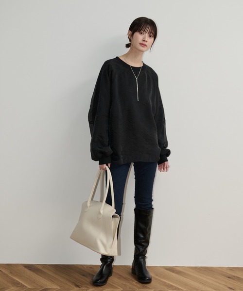 Shelly island（シェリーアイランド）の「オーガンジーレイヤードトレーナー（スウェット・レディース・ブラック/ブラウン/ホワイト/グレイッシュベージュ・FREE）」の19枚目の写真