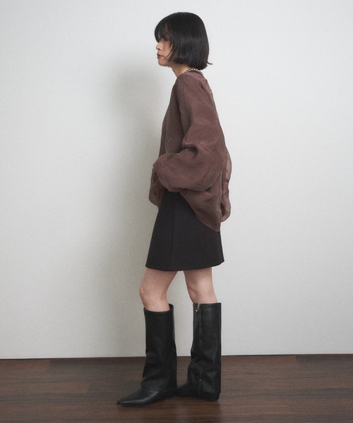 Shelly island(シェリーアイランド)の「オーガンジーレイヤードトレーナー(スウェット・レディース・ブラック/ブラウン/ホワイト/グレイッシュベージュ・FREE)」の22枚目の写真