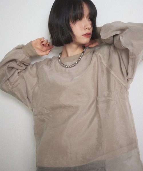 セール】オーガンジーレイヤードトレーナー（スウェット）｜Shelly