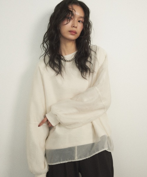 セール】オーガンジーレイヤードトレーナー（スウェット）｜Shelly