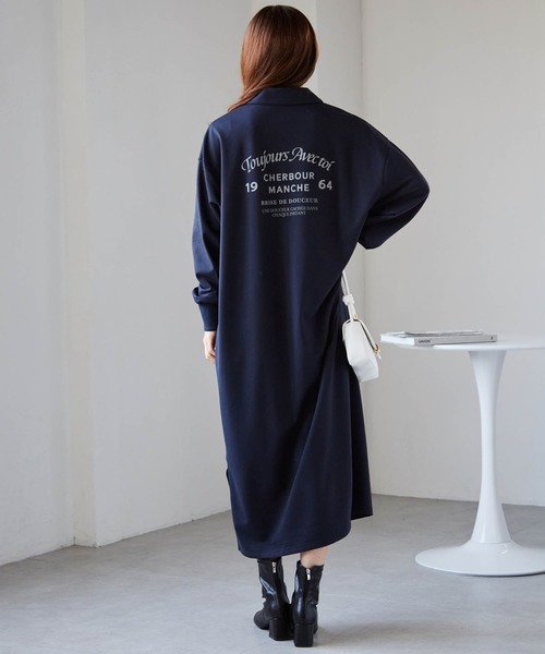 RANAN(ラナン)の「バックプリントポロ襟裏毛ワンピース(ワンピース・レディース・オートミール/ネイビー・M)」の5枚目の写真