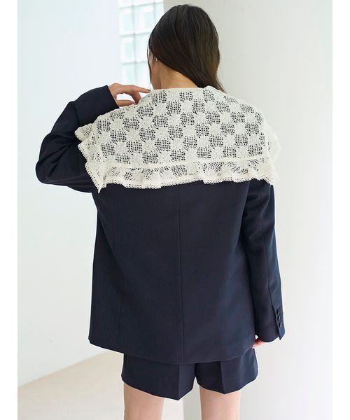 SNIDEL（スナイデル）の「レースカラーテーラードジャケット（テーラードジャケット・レディース・ネイビー/チェック/グレー・F）」の12枚目の写真