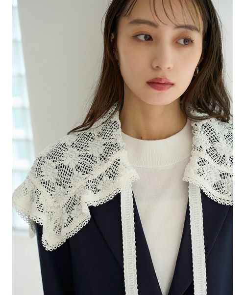 SNIDEL（スナイデル）の「レースカラーテーラードジャケット（テーラードジャケット・レディース・ネイビー/チェック/グレー・F）」の14枚目の写真