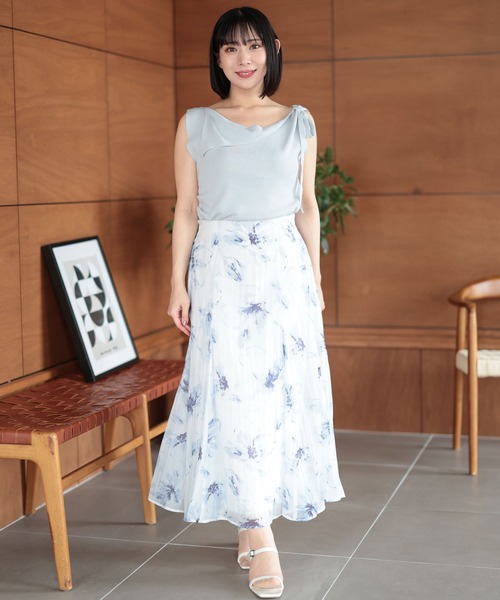 Ruwan yu(ルワンユー)の「肩リボンアシンメトリーニットトップス【大きいサイズ対応】(ニット/セーター・レディース・グレー・L/4L/3L/LL)」の2枚目の写真