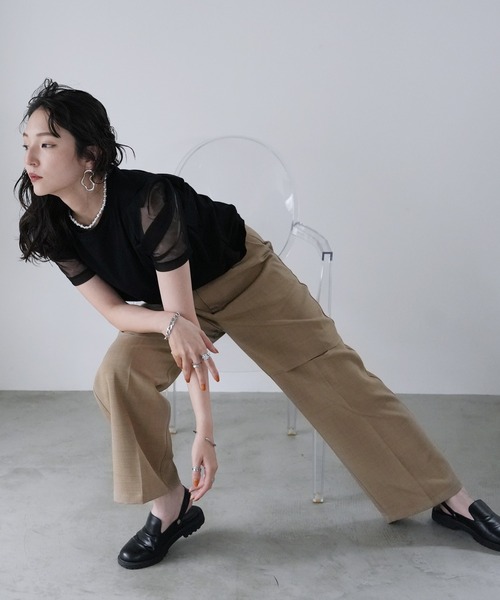 Yeoun(ヨウン)の「膝スリットスラックスパンツ(スラックス・レディース・グリーン/ベージュ/グレー・FREE)」の19枚目の写真