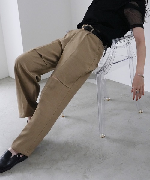 Yeoun(ヨウン)の「膝スリットスラックスパンツ(スラックス・レディース・グリーン/ベージュ/グレー・FREE)」の21枚目の写真