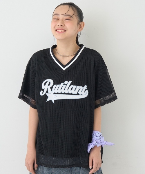 LOVETOXIC（ラブトキシック）の「【LTXC】メッシュレイヤードルーズT（Tシャツ/カットソー・キッズ・オフホワイト/ブラック/ネイビー・130cm/L:160cm/S:140cm/M:150cm）」の2枚目の写真