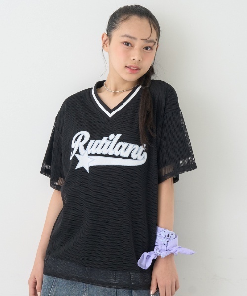 LOVETOXIC（ラブトキシック）の「【LTXC】メッシュレイヤードルーズT（Tシャツ/カットソー・キッズ・オフホワイト/ブラック/ネイビー・130cm/L:160cm/S:140cm/M:150cm）」の9枚目の写真