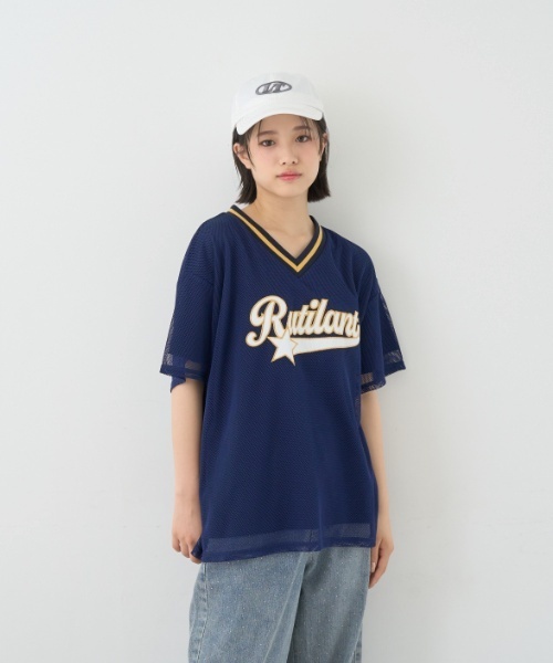 LOVETOXIC（ラブトキシック）の「【LTXC】メッシュレイヤードルーズT（Tシャツ/カットソー・キッズ・オフホワイト/ブラック/ネイビー・130cm/L:160cm/S:140cm/M:150cm）」の7枚目の写真