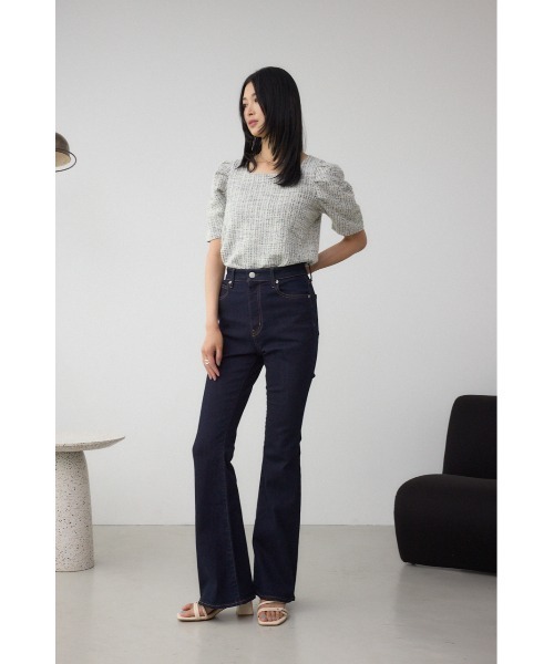 AZUL by moussy(アズールバイマウジー)の「カットツイード袖ギャザートップス(Tシャツ/カットソー・レディース・レッド/アイボリー/ブラック・FREE)」の6枚目の写真