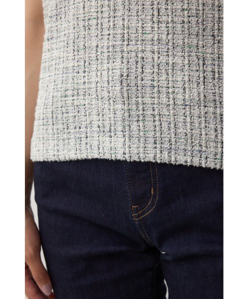 AZUL by moussy(アズールバイマウジー)の「カットツイード袖ギャザートップス(Tシャツ/カットソー・レディース・レッド/アイボリー/ブラック・FREE)」の12枚目の写真