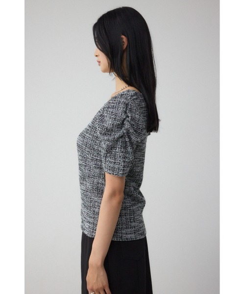 AZUL by moussy(アズールバイマウジー)の「カットツイード袖ギャザートップス(Tシャツ/カットソー・レディース・レッド/アイボリー/ブラック・FREE)」の17枚目の写真
