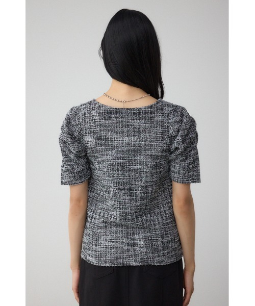 AZUL by moussy(アズールバイマウジー)の「カットツイード袖ギャザートップス(Tシャツ/カットソー・レディース・レッド/アイボリー/ブラック・FREE)」の18枚目の写真