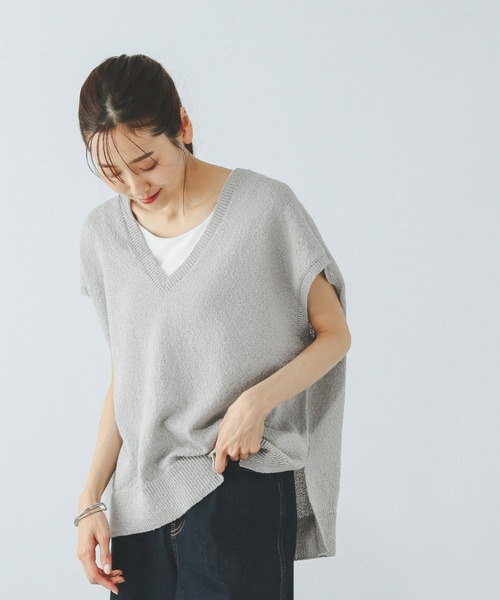 GLOBAL WORK（グローバルワーク）の「Vネックベスト・カップ付きタンクセット/499691（ベスト・レディース・アイボリー/ライトグレー/ブラウン・MEDIUM/LARGE）」の7枚目の写真