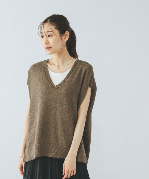 GLOBAL WORK（グローバルワーク）の「Vネックベスト・カップ付きタンクセット/499691（ベスト・レディース・アイボリー/ライトグレー/ブラウン・MEDIUM/LARGE）」の15枚目の写真