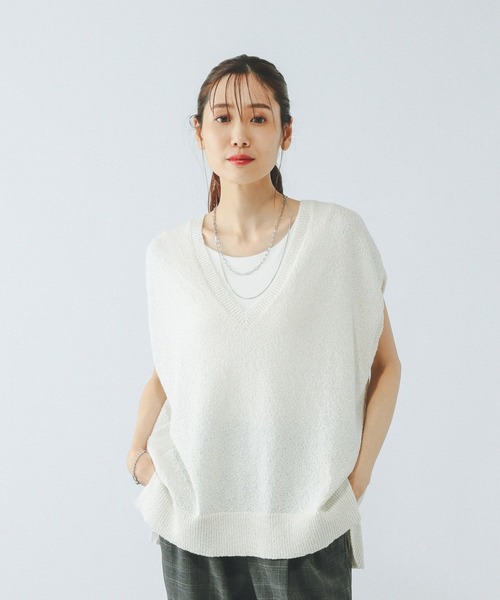 GLOBAL WORK（グローバルワーク）の「Vネックベスト・カップ付きタンクセット/499691（ベスト・レディース・アイボリー/ライトグレー/ブラウン・MEDIUM/LARGE）」の19枚目の写真