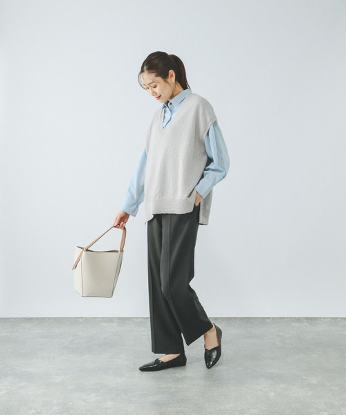 GLOBAL WORK（グローバルワーク）の「Vネックベスト・カップ付きタンクセット/499691（ベスト・レディース・アイボリー/ライトグレー/ブラウン・MEDIUM/LARGE）」の10枚目の写真