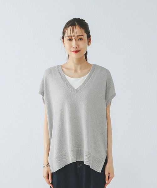 GLOBAL WORK（グローバルワーク）の「Vネックベスト・カップ付きタンクセット/499691（ベスト・レディース・アイボリー/ライトグレー/ブラウン・MEDIUM/LARGE）」の21枚目の写真