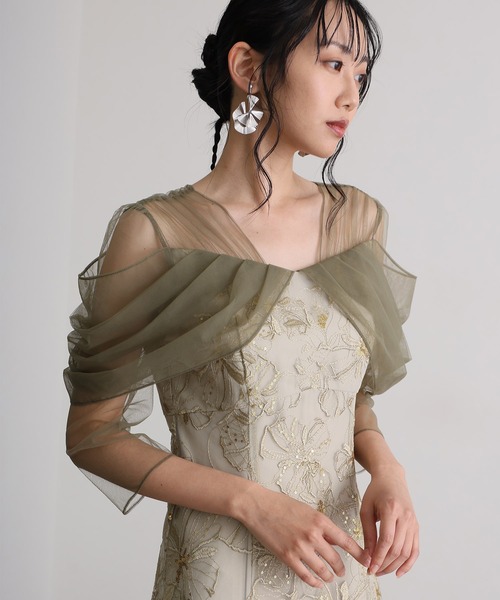 アトロ オケージョンドレス ワンピース チュールオフショルダードレス